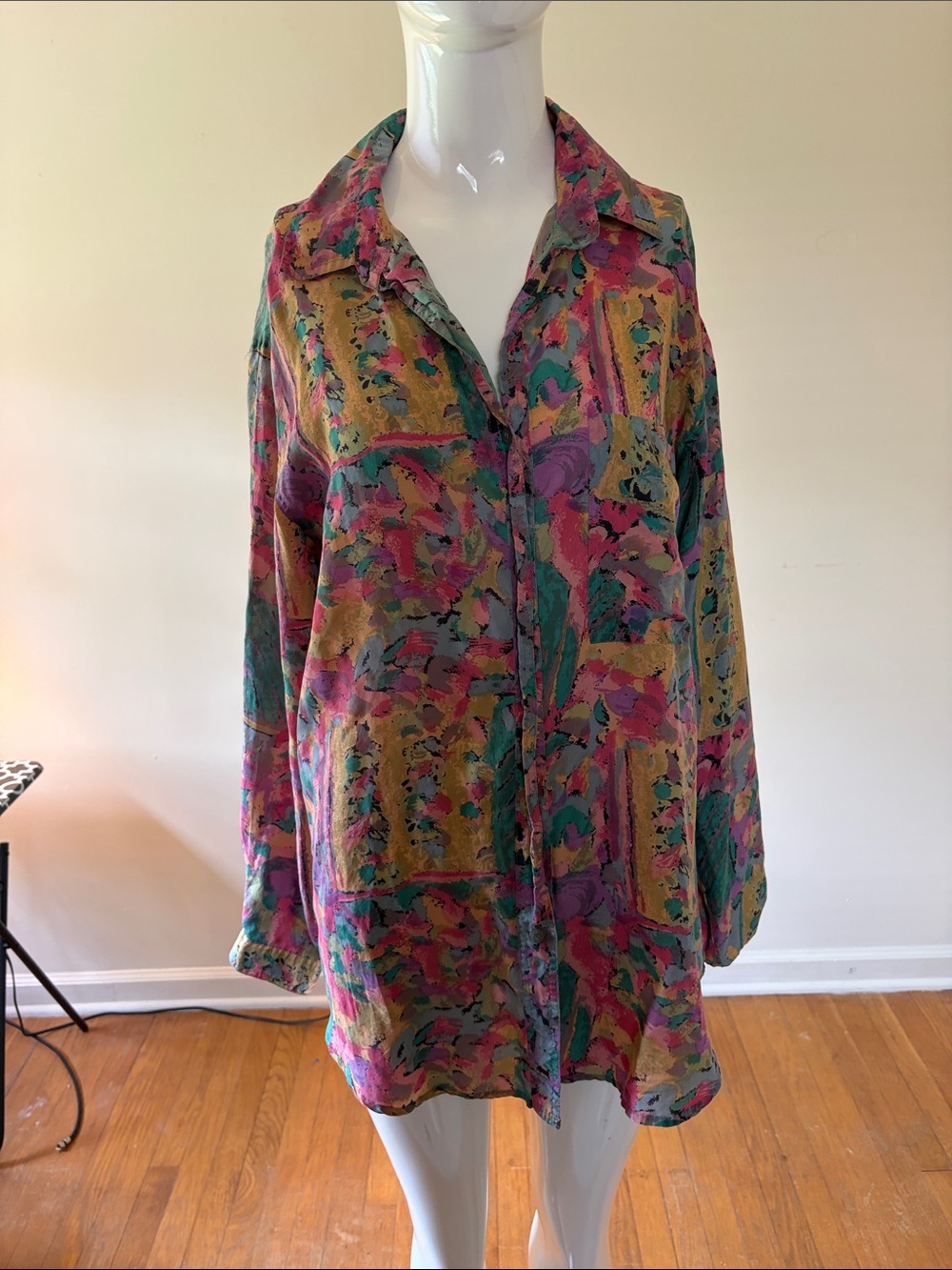 Men's Multicolor Abstract Button-Up Shirt
